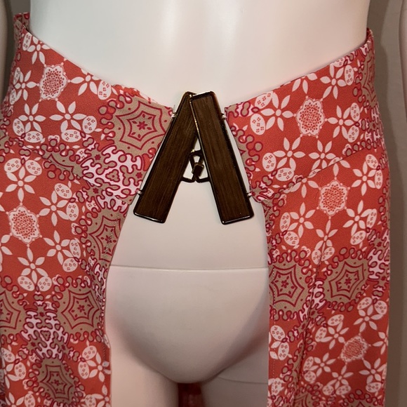 ALEXIS pink orange geo print skirt cape to Derby romper S - Picture 3 of 6